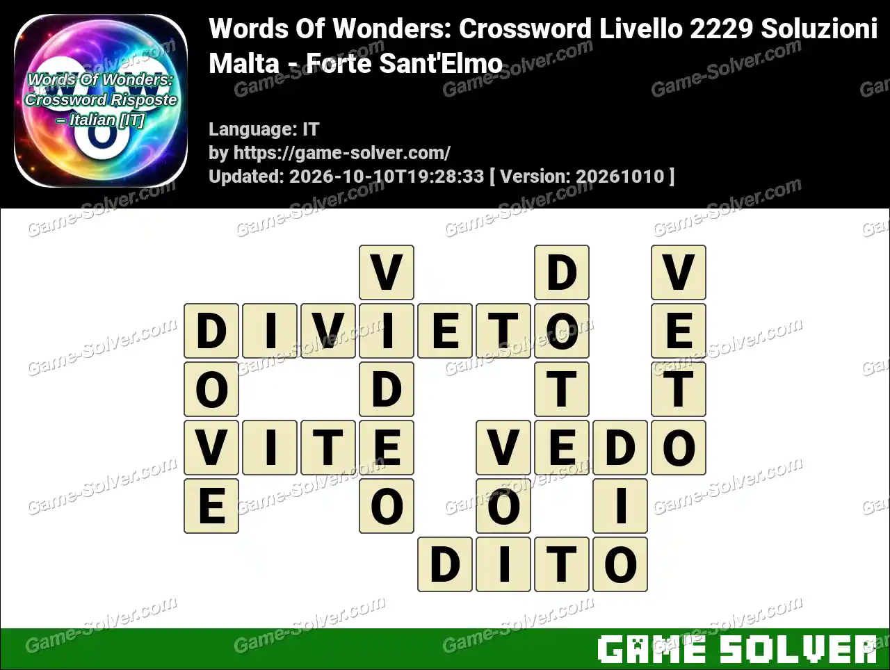 Words Of Wonders: Crossword Livello 2229 Soluzioni – Malta – Forte Sant’Elmo